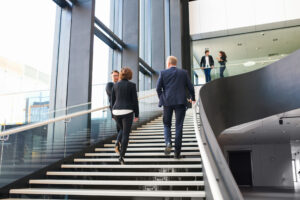 Business people at hall of office building